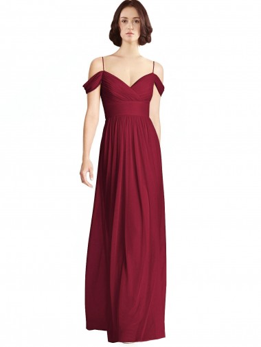 Soft Chiffon A-Line Long Sleeveless Off the Shoulder Bridesmaid Dresses Barrie