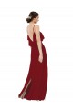 Soft Chiffon Sheath Long Sleeveless V-Back Burgundy Bridesmaid Dresses Barrie