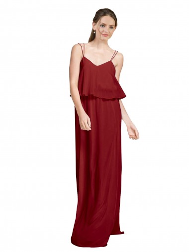 Chiffon A-Line Long Sleeveless Spaghetti Straps Criss Cross Open Back Bridesmaid Dresses Barrie