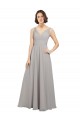 Soft Chiffon A-Line Long Sleeveless Oyster Silver V-Back Bridesmaid Dress Barrie