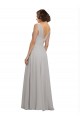 Soft Chiffon A-Line Long Sleeveless Oyster Silver V-Back Bridesmaid Dress Barrie