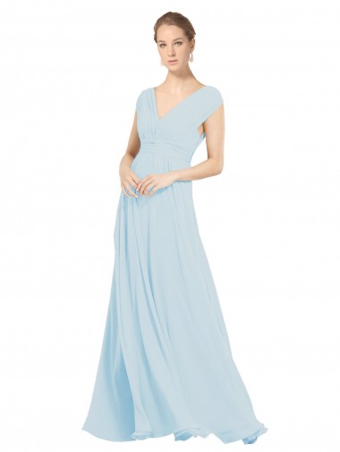 Soft Chiffon A-Line Long Sleeveless Sea Glass Bridesmaid Dress Barrie