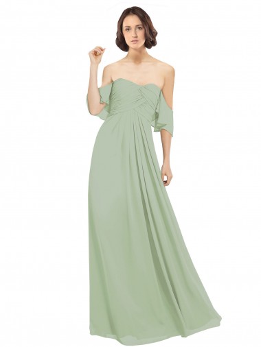 Soft Chiffon A-Line Long Cold Shoulder Bridesmaid Dress Barrie