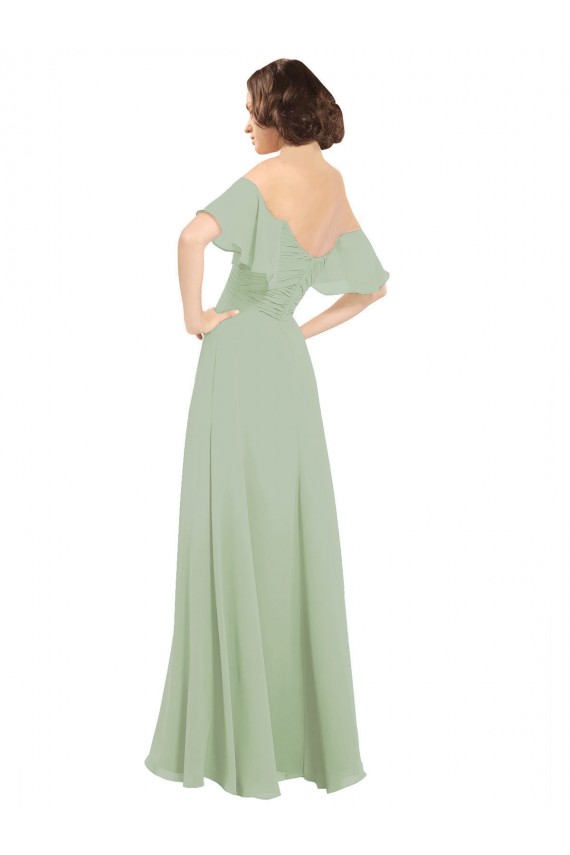 Soft Chiffon A-Line Long Cold Shoulder Bridesmaid Dress Barrie