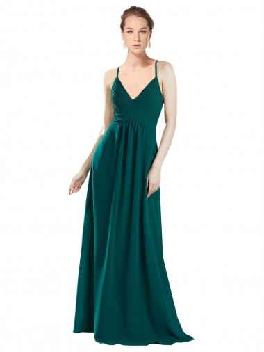 Chiffon A-Line Long Sleeveless V-Neck Keyhole Back Bridesmaid Dresses Barrie