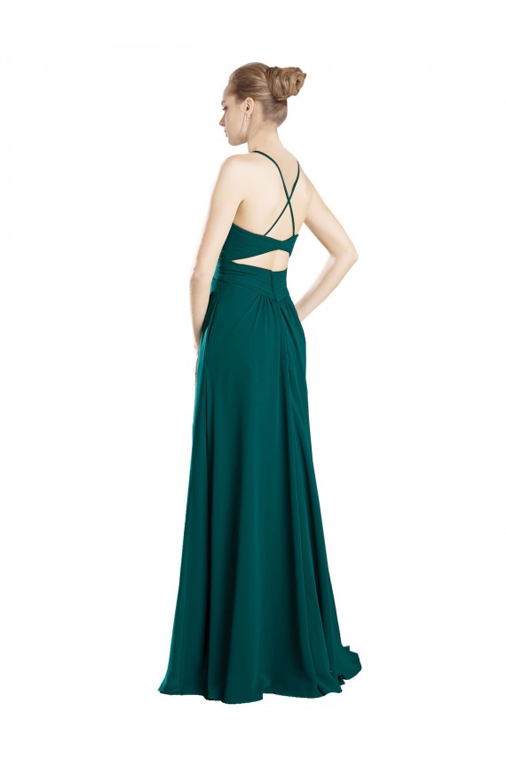 Chiffon A-Line Long Sleeveless V-Neck Keyhole Back Bridesmaid Dresses Barrie