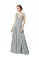 Chiffon A-Line Long Sleeveless Silver Bridesmaid Gowns / Evening Gowns Barrie