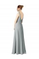 Chiffon A-Line Long Sleeveless Silver Bridesmaid Gowns / Evening Gowns Barrie
