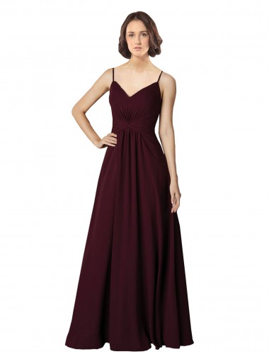 Soft Chiffon A-Line Sleeveless Burgundy Gold Bridesmaid Gown Barrie