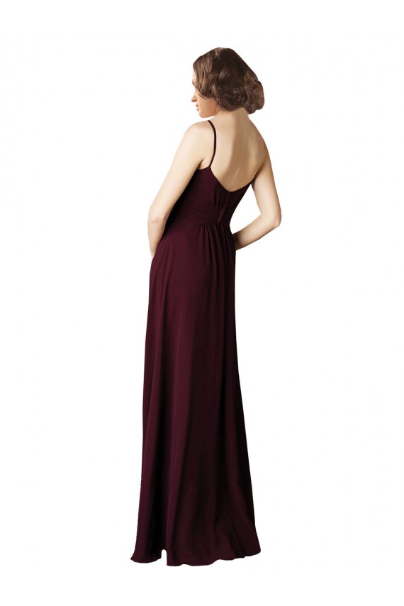 Soft Chiffon A-Line Sleeveless Burgundy Gold Bridesmaid Gown Barrie