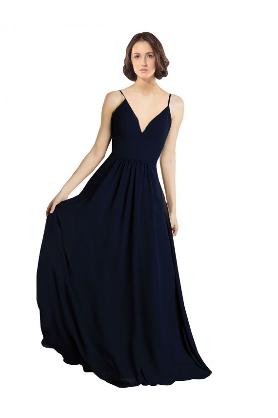 Chiffon A-Line Long Sleeveless Bridesmaid Dress & Gowns Barrie