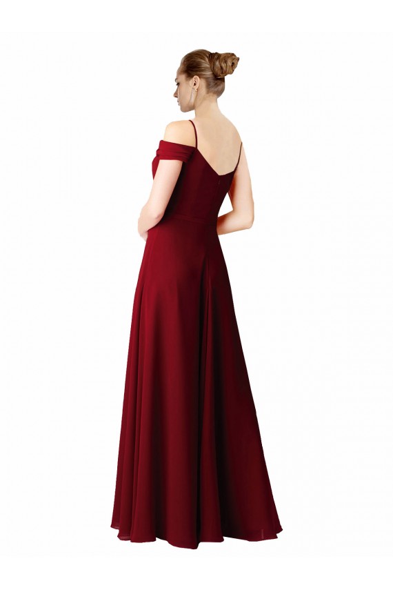 Chiffon A-Line Long Sleeveless Burgundy Bridesmaid Dress / Evening Dress Barrie