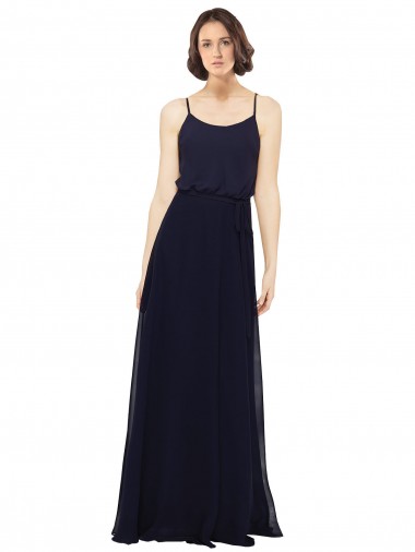 Soft Chiffon Sheath Sheath Sleeveless Dark Navy Bridal Party Dress Barrie