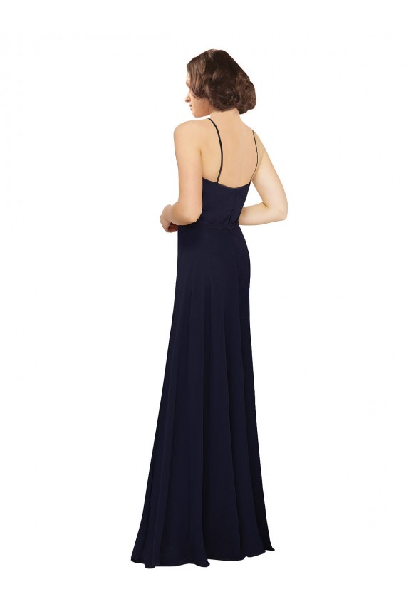 Soft Chiffon Sheath Sheath Sleeveless Dark Navy Bridal Party Dress Barrie