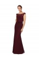 Soft Chiffon Sheath Long Cap Sleeves Bridesmaid Dress Barrie