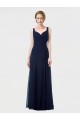 Lxue Chiffon A-Line Long Sleeveless Low Back Dark Navy Bridesmaid Dresses Barrie