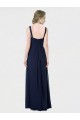 Lxue Chiffon A-Line Long Sleeveless Low Back Dark Navy Bridesmaid Dresses Barrie