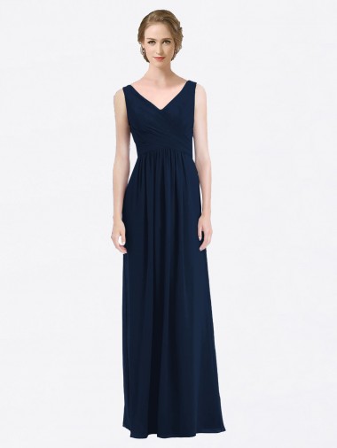 Soft Chiffon A-Line Long Sleeveless Low Back Evening Gowns / Bridesmaid Dress Barrie