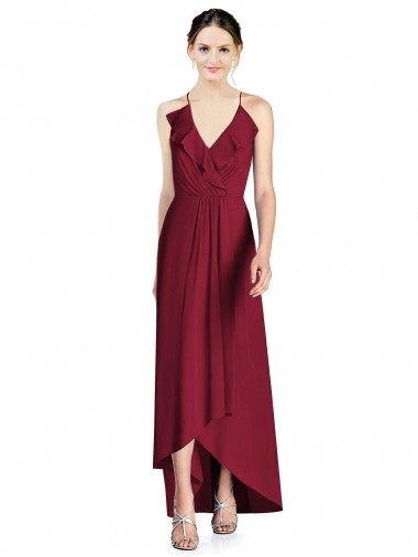 Soft Chiffon Long Sleeveless Open Back High Low Bridesmaid Dress Barrie
