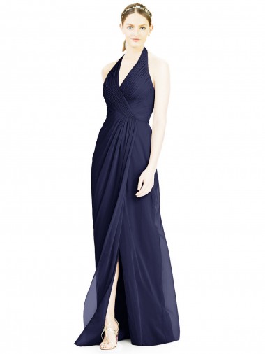 Soft Chiffon A-Line Long Sleeveless Open Back Side Front Slit Bridesmaid Dresses Barrie