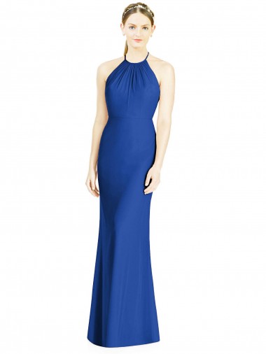 Soft Chiffon Trumpet Long Sleeveless Criss Cross Back Bridesmaid Dress Barrie