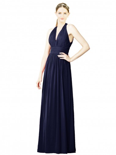Chiffon A-Line Long Sleeveless Open Back Bridesmaid Dresses Barrie