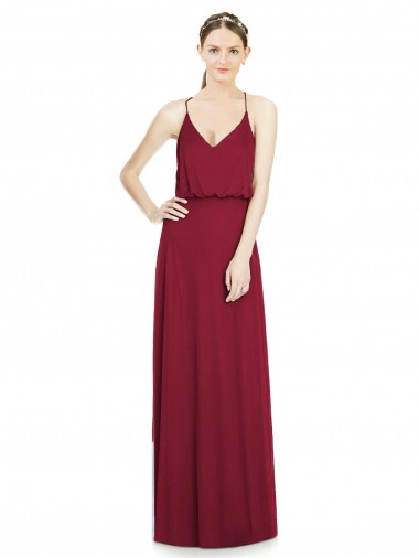 Soft Chiffon A-Line Long Sleeveless Burgundy Bridesmaid Dresses Barrie
