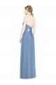 Chiffon A-Line Long Floor Length Sleeveless Low Back Dusty Blue Bridesmaid Dresses Barrie