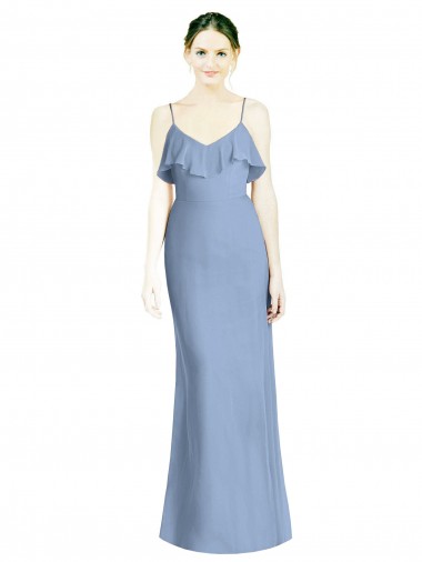 Soft Chiffon A-Line Sleeveless Dusty Blue Bridesmaid Dresses Barrie