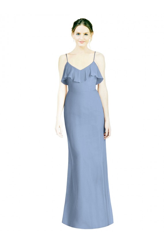 Soft Chiffon A-Line Sleeveless Dusty Blue Bridesmaid Dresses Barrie