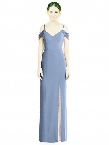 Soft Chiffon A-Line Long Cold Shoulder Open Back Formal Evening Gown / Bridesmaid Dress Barrie