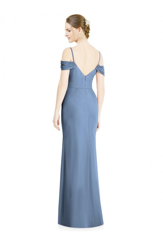 Soft Chiffon A-Line Long Cold Shoulder Open Back Formal Evening Gown / Bridesmaid Dress Barrie