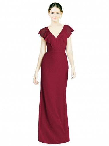 Soft Chiffon Trumpet Long Sleeveless V-Back Bridesmaid Dress Barrie