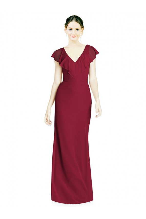 Soft Chiffon Trumpet Long Sleeveless V-Back Bridesmaid Dress Barrie