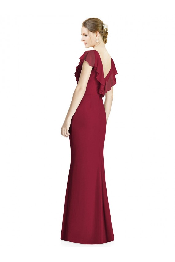 Soft Chiffon Trumpet Long Sleeveless V-Back Bridesmaid Dress Barrie
