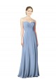 Chiffon A-Line Long Sleeveless Low Back Dusty Blue Bridesmaid Dresses Barrie