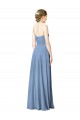 Chiffon A-Line Long Sleeveless Low Back Dusty Blue Bridesmaid Dresses Barrie