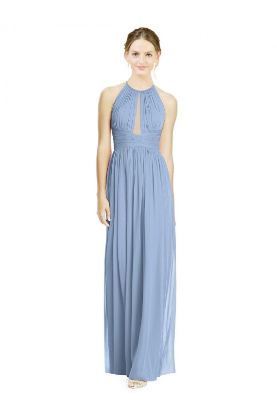 Chiffon A-Line Sleeveless Dusty Blue Wedding Party Dress Barrie