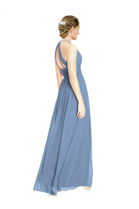 Chiffon A-Line Sleeveless Dusty Blue Wedding Party Dress Barrie