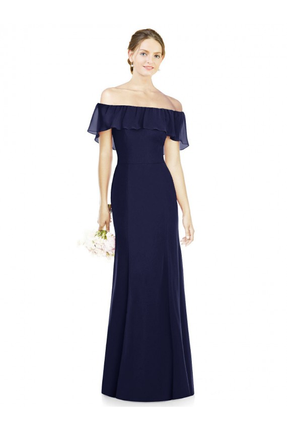 Luxe Chiffon Trumpet Long Sleeveless Bridesmaid Dress Barrie