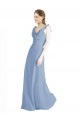 Chiffon A-Line Long Floor Length Sleeveless V-Neck Open Back Bridesmaid Dresses Barrie