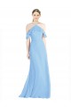 Soft Chiffon A-Line Long Cold Shoulder Low Back Formal Dress / Bridesmaid Dress Barrie