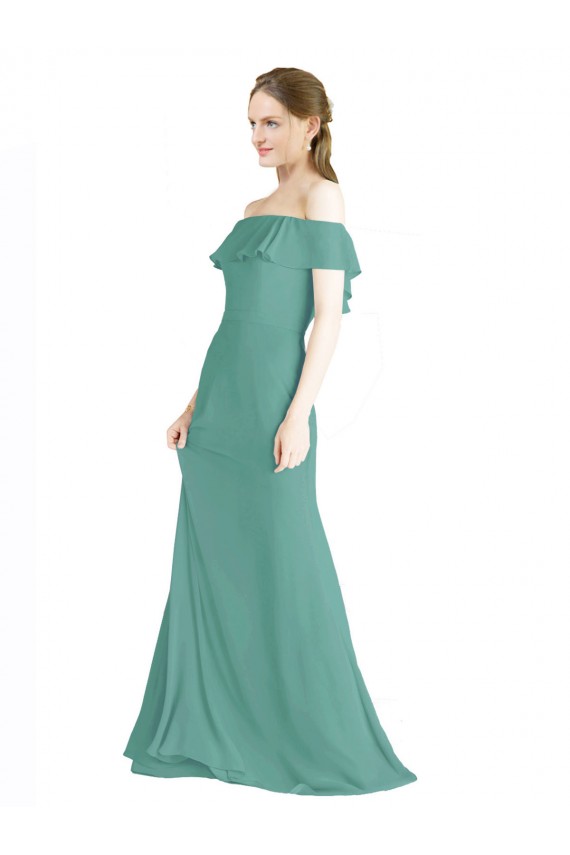 Soft Chiffon Long Sleeveless Bridal Party Dress Barrie