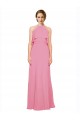 Soft Chiffon A-Line Long Sleeveless Skin Pink Low Back Bridesmaid Dress Barrie