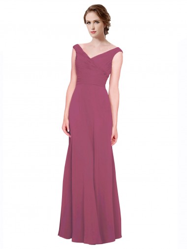 Soft Chiffon A-Line Long Sleeveless Mauve Taupe Bridesmaid Dress Barrie