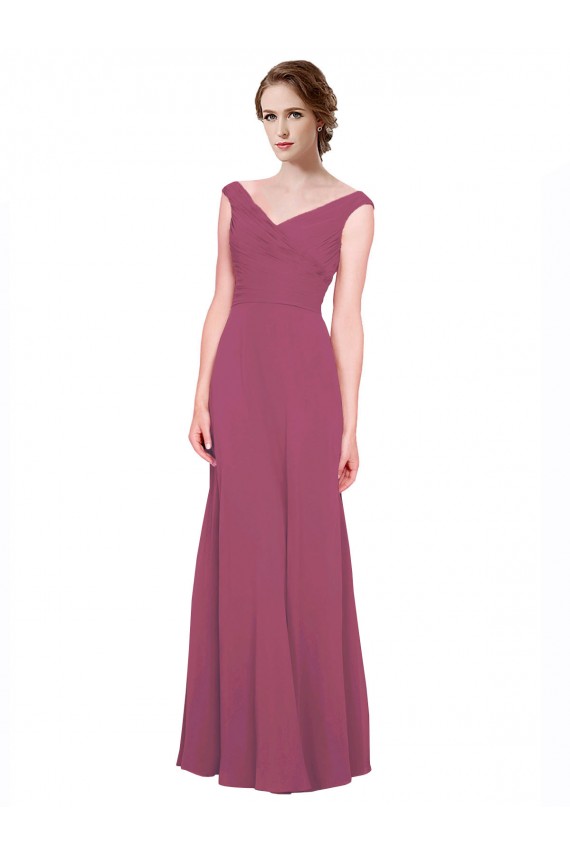 Soft Chiffon A-Line Long Sleeveless Mauve Taupe Bridesmaid Dress Barrie
