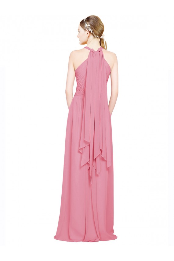 Chiffon A-Line Long Sleeveless Skin Pink Bridesmaid Dress / Evening Dress Barrie