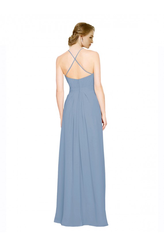 Chiffon A-Line Long Sleeveless Criss Cross Open Back Bridesmaid Dress / Evening Dress Barrie