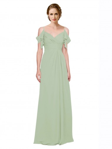 Lxue Chiffon A-Line Long Sleeveless Low Back Bridesmaid Dress Barrie
