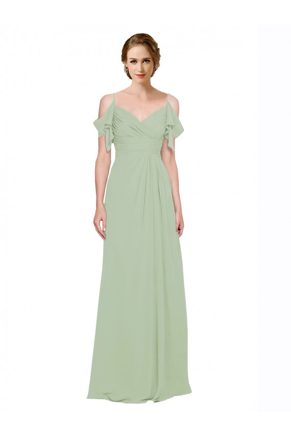 Lxue Chiffon A-Line Long Sleeveless Low Back Bridesmaid Dress Barrie